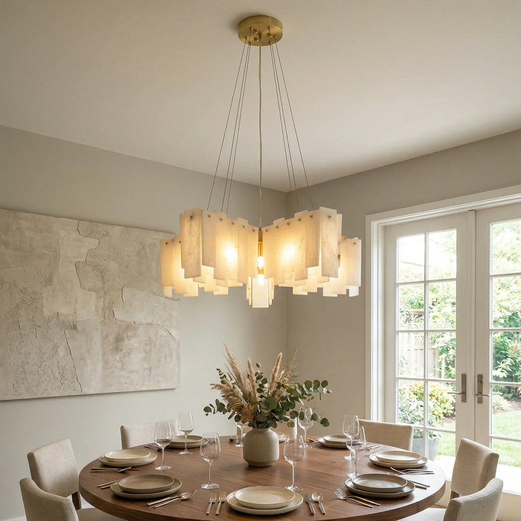 Cascade Alabaster Tiered Brass Chandelier | wildoxy