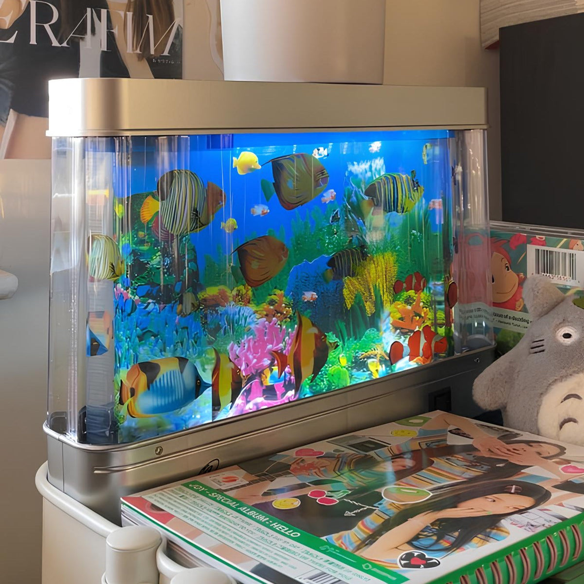 Retroakvarielampe — bevægelige fisk, nostalgisk LED-lys