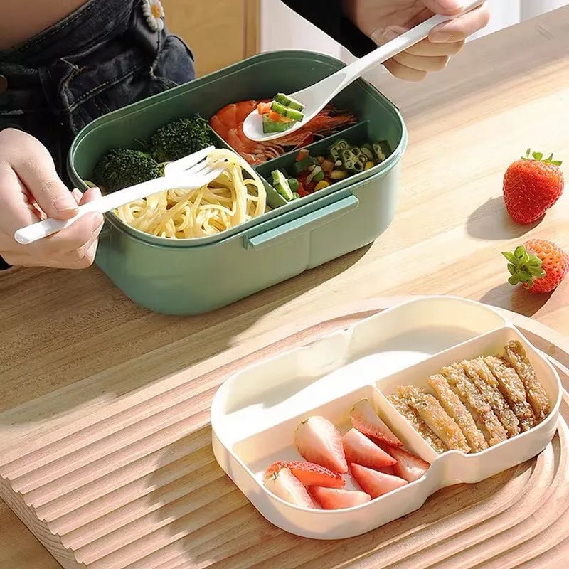 BentoLevel dwupoziomowe pudełko na lunch z przyborami — konstrukcja z układanymi przegrodami