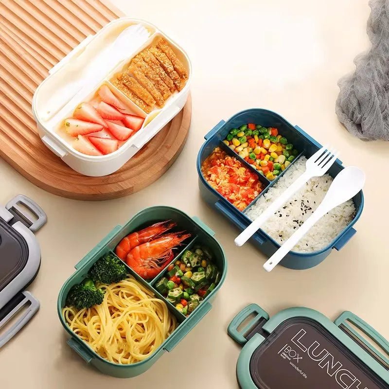 BentoLevel dwupoziomowe pudełko na lunch z przyborami — konstrukcja z układanymi przegrodami