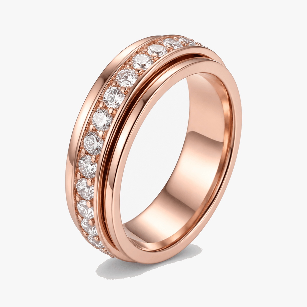 Drehbarer Spinner-Ring – Titanstahl, Zirkonia-Steine