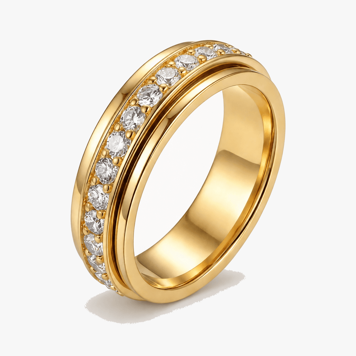 Drehbarer Spinner-Ring – Titanstahl, Zirkonia-Steine