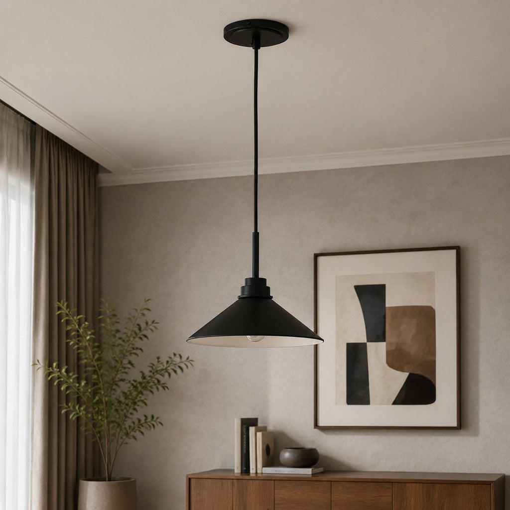 Kegelförmige Pendelleuchte — dimmbarer Landhausstil