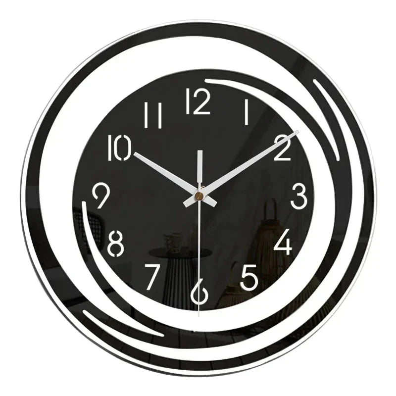 Reloj de pared negro contemporáneo BlackHour — Mecanismo silencioso sin tic-tac