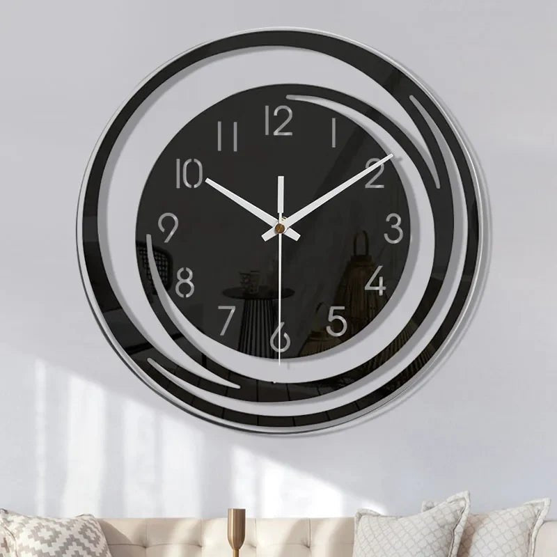 Reloj de pared negro contemporáneo BlackHour — Mecanismo silencioso sin tic-tac