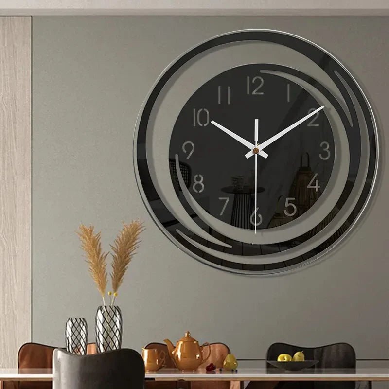 Reloj de pared negro contemporáneo BlackHour — Mecanismo silencioso sin tic-tac