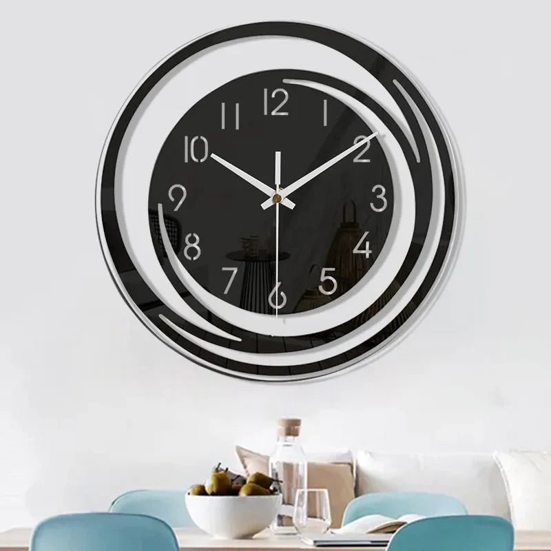 Reloj de pared negro contemporáneo BlackHour — Mecanismo silencioso sin tic-tac