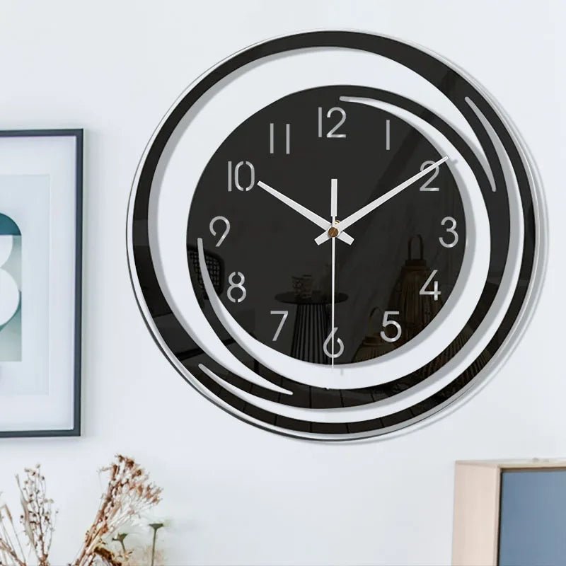 Reloj de pared negro contemporáneo BlackHour — Mecanismo silencioso sin tic-tac