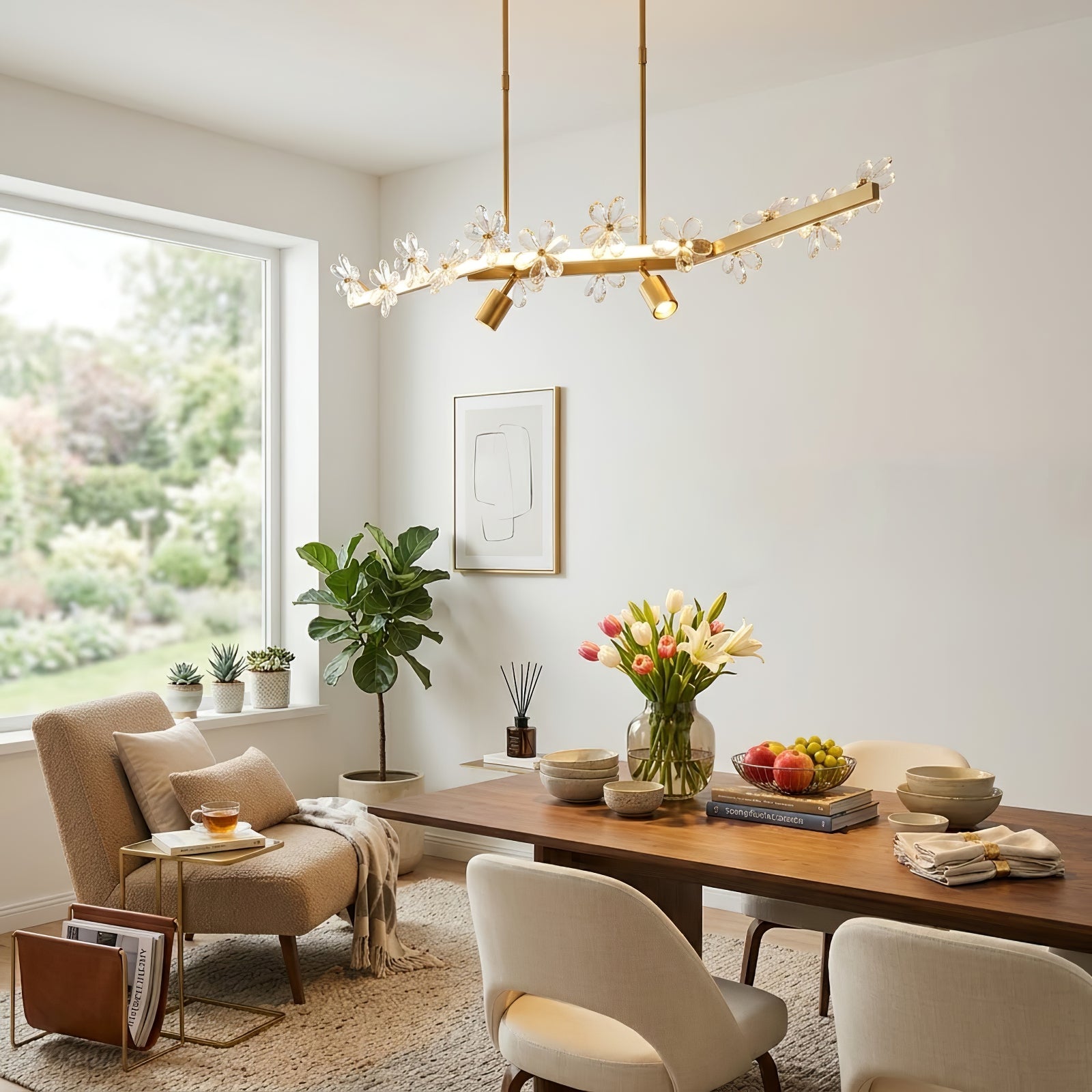Blooming Crystal Flower Modern Pendant Light | wildoxy