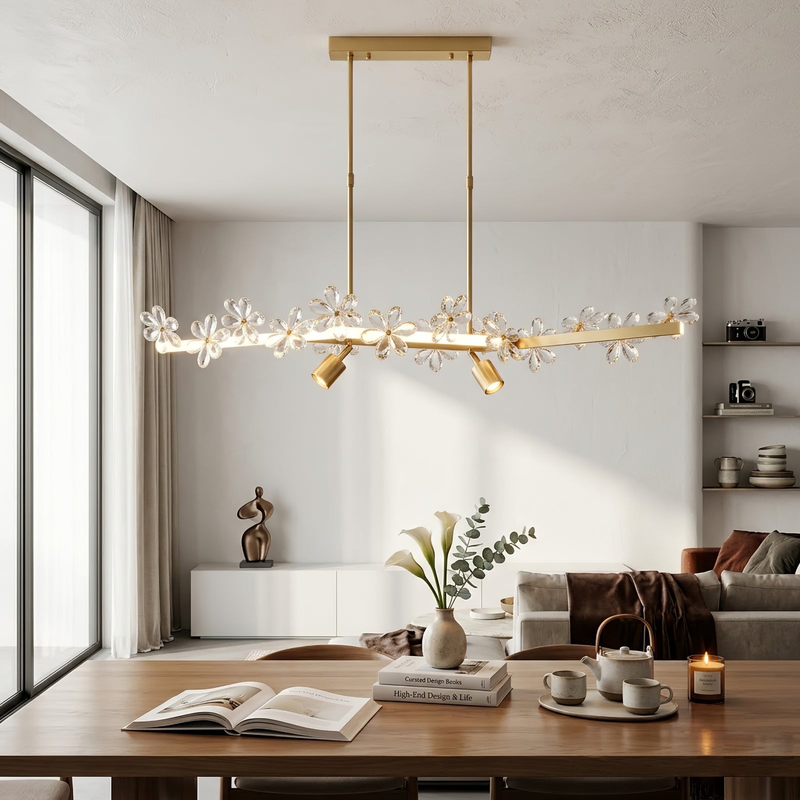 Blooming Crystal Flower Modern Pendant Light | wildoxy