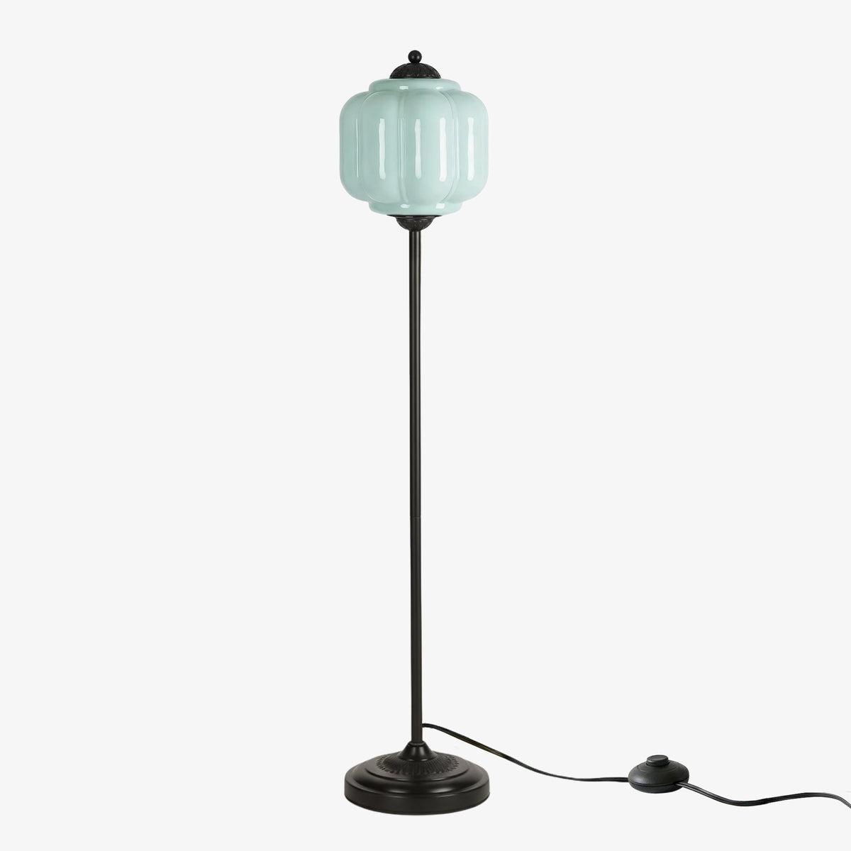 Glas-Stehlampe in Kürbisform — retro-inspirierter organischer Stil