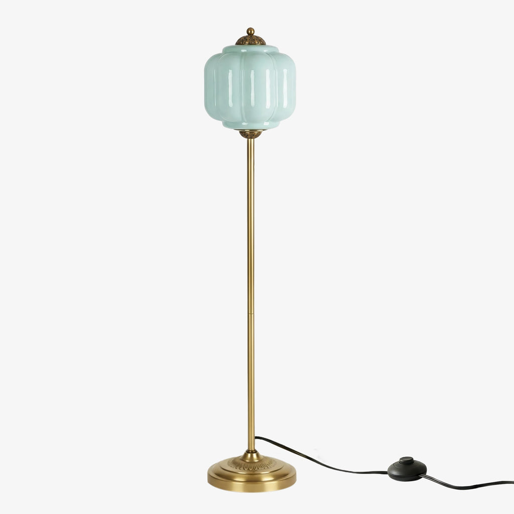 Glas-Stehlampe in Kürbisform — retro-inspirierter organischer Stil