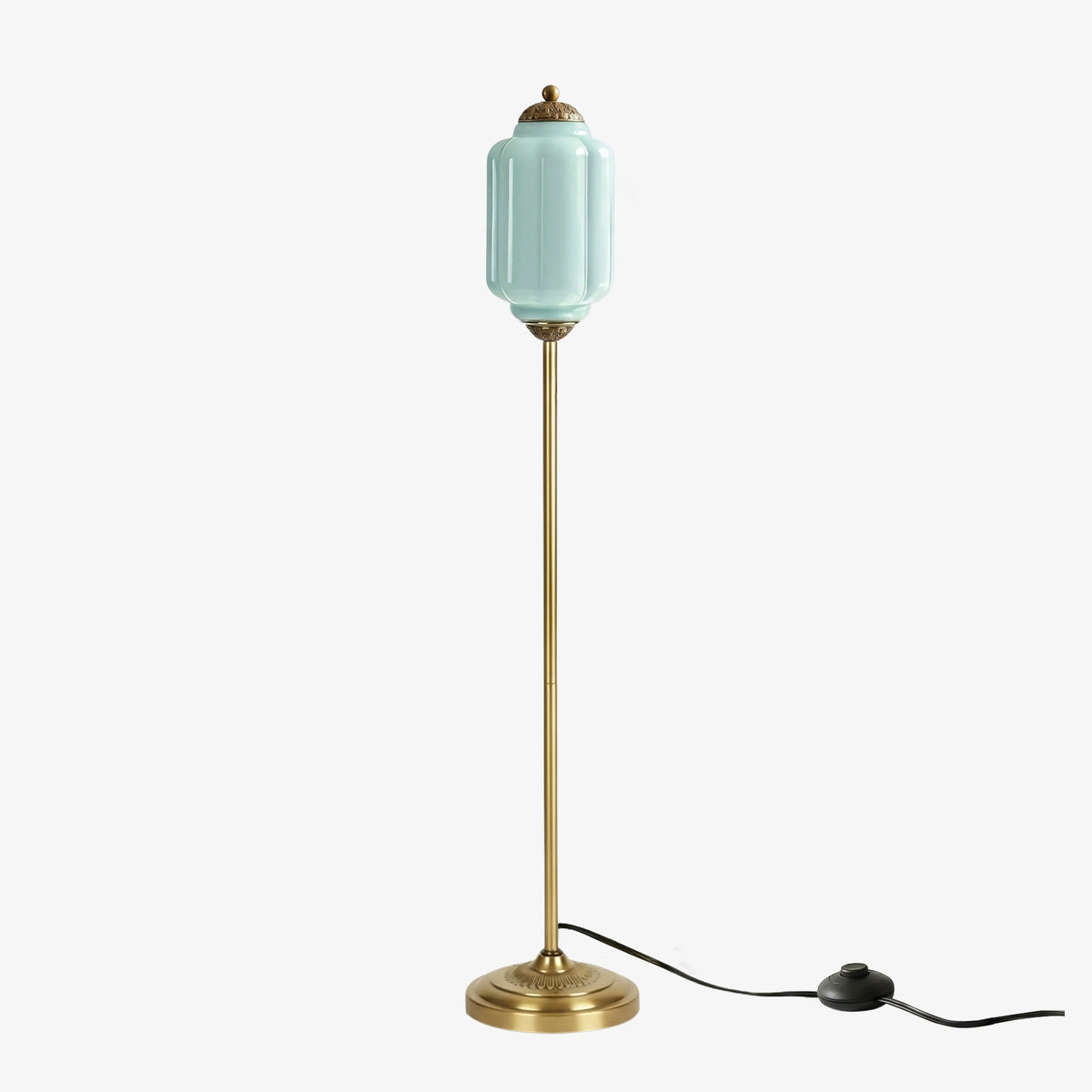 Glas-Stehlampe in Kürbisform — retro-inspirierter organischer Stil