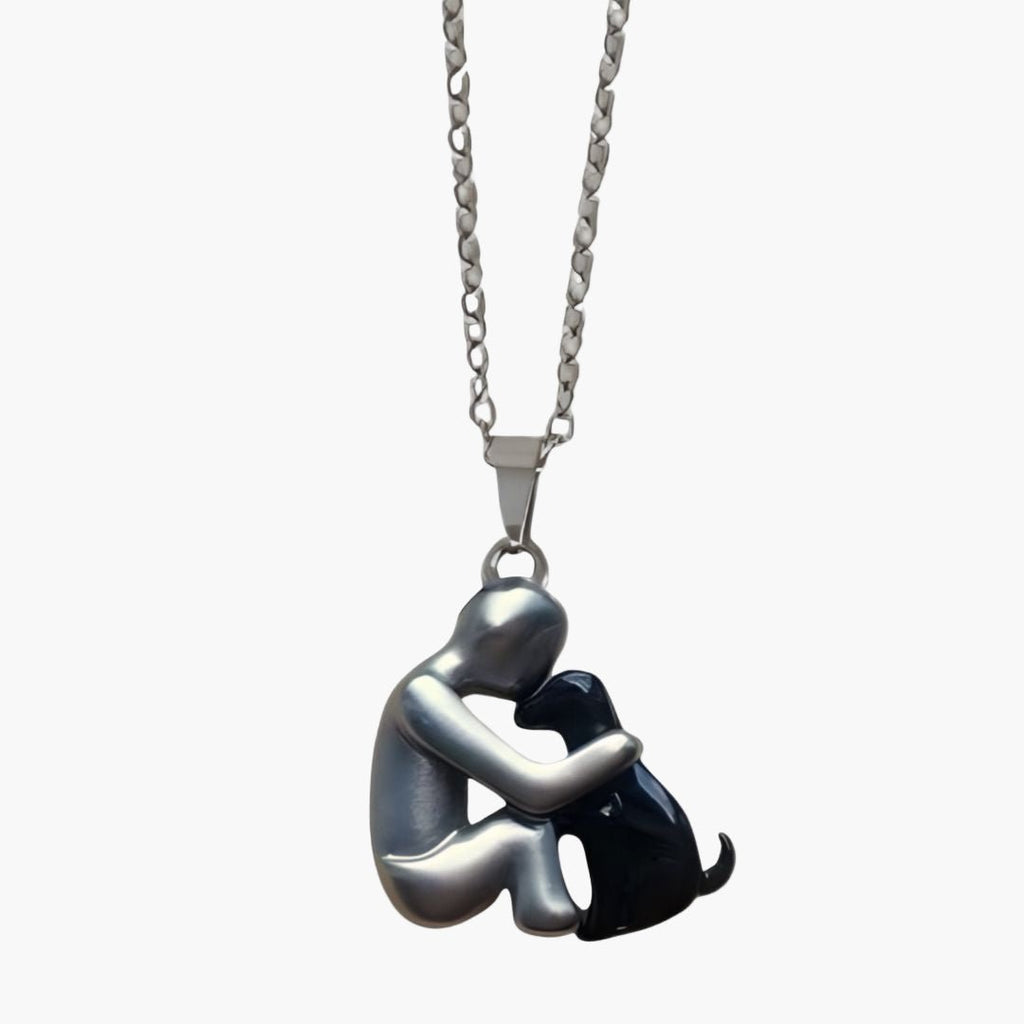 Collana con ciondolo Bondtail per amanti dei cani — Design sottile con figure abbracciate