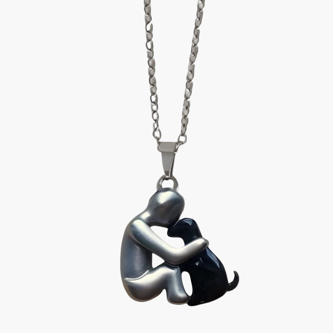 Collana con ciondolo Bondtail per amanti dei cani — Design sottile con figure abbracciate