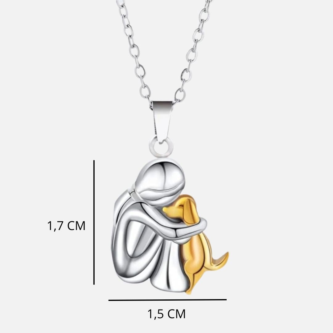 Collana con ciondolo Bondtail per amanti dei cani — Design sottile con figure abbracciate