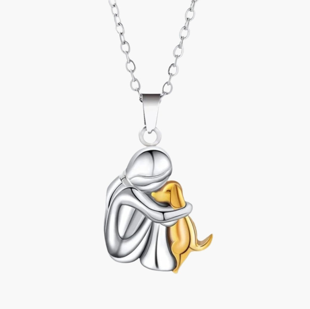 Collana con ciondolo Bondtail per amanti dei cani — Design sottile con figure abbracciate