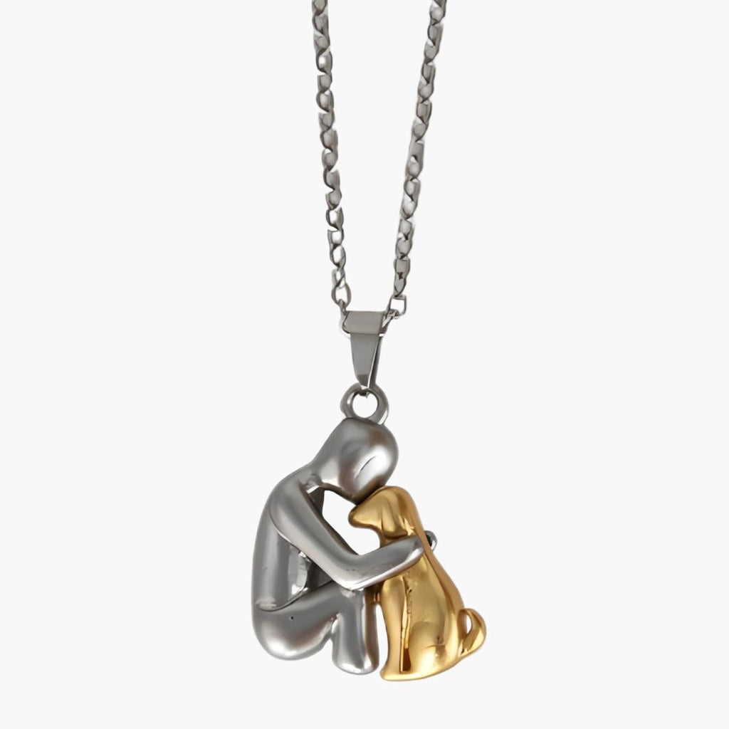 Collana con ciondolo Bondtail per amanti dei cani — Design sottile con figure abbracciate