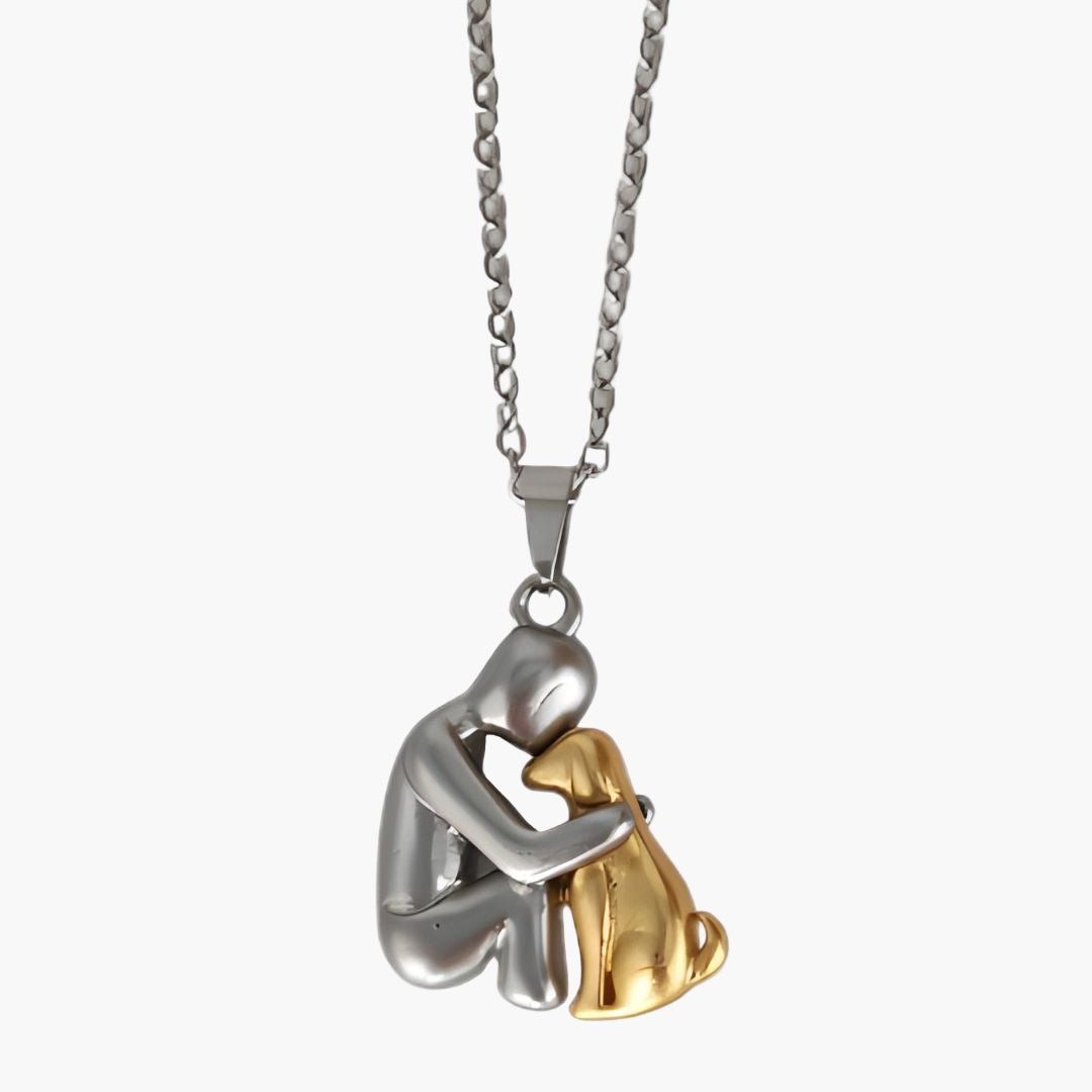 Collana con ciondolo Bondtail per amanti dei cani — Design sottile con figure abbracciate