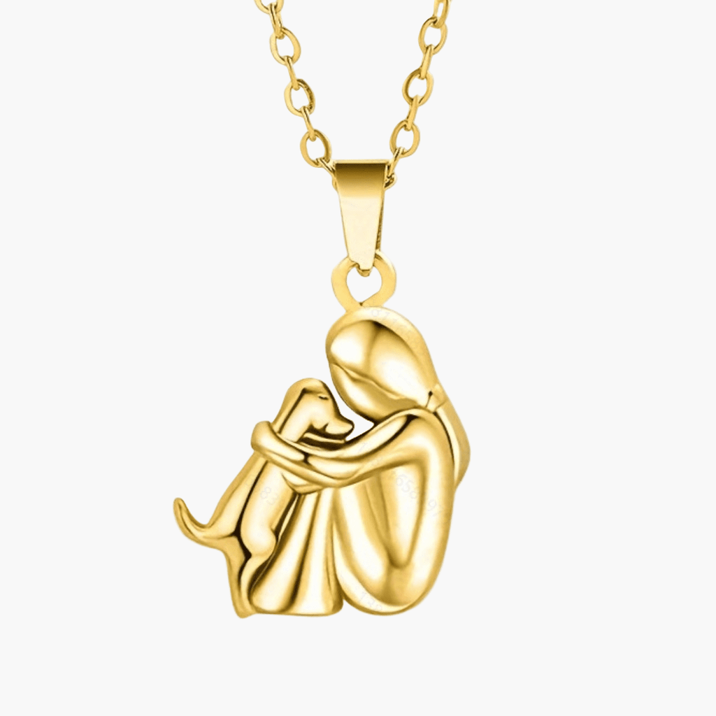 Collana con ciondolo Bondtail per amanti dei cani — Design sottile con figure abbracciate
