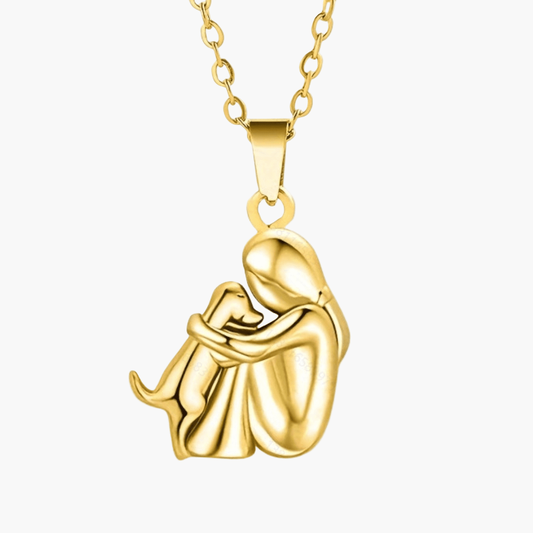 Collana con ciondolo Bondtail per amanti dei cani — Design sottile con figure abbracciate