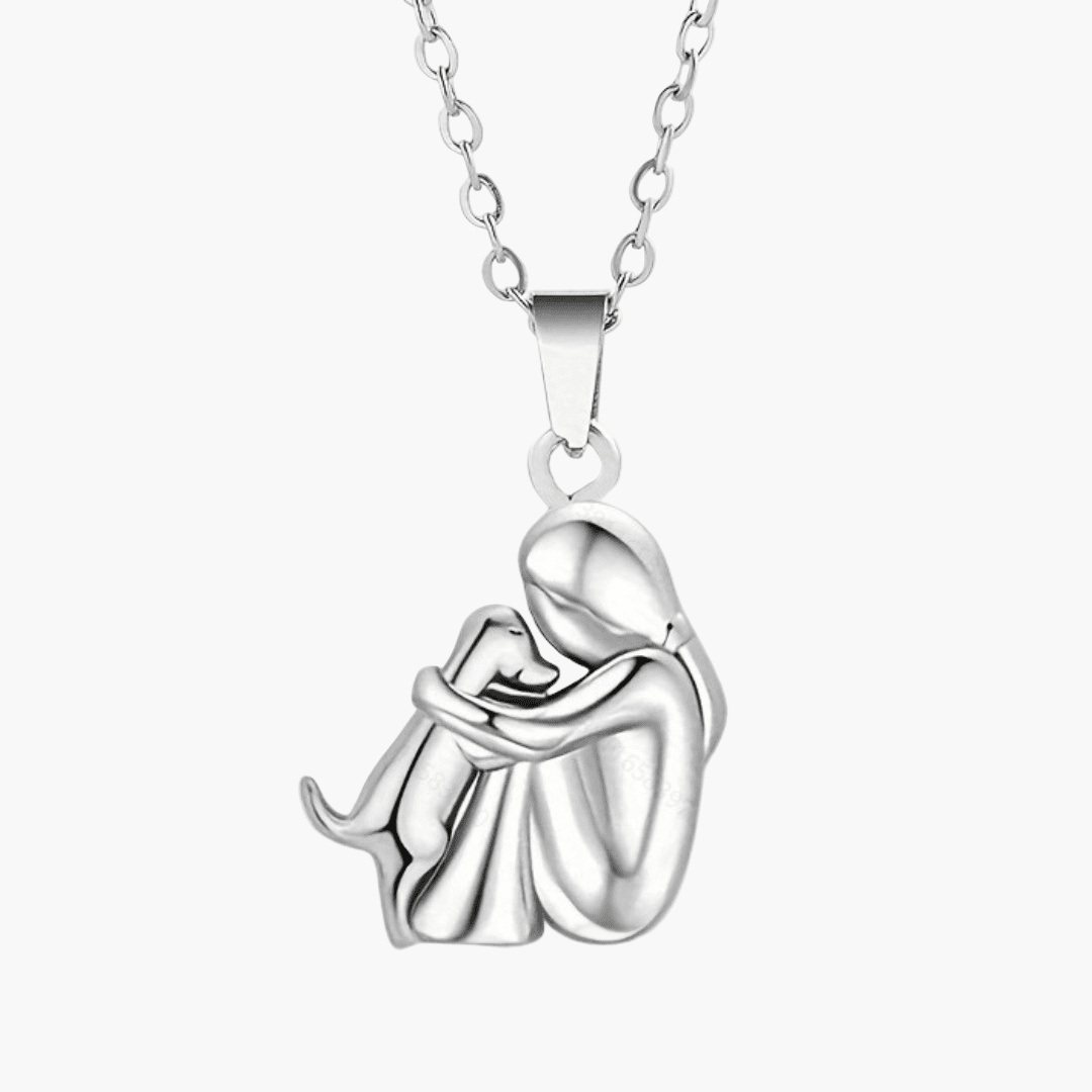Collana con ciondolo Bondtail per amanti dei cani — Design sottile con figure abbracciate