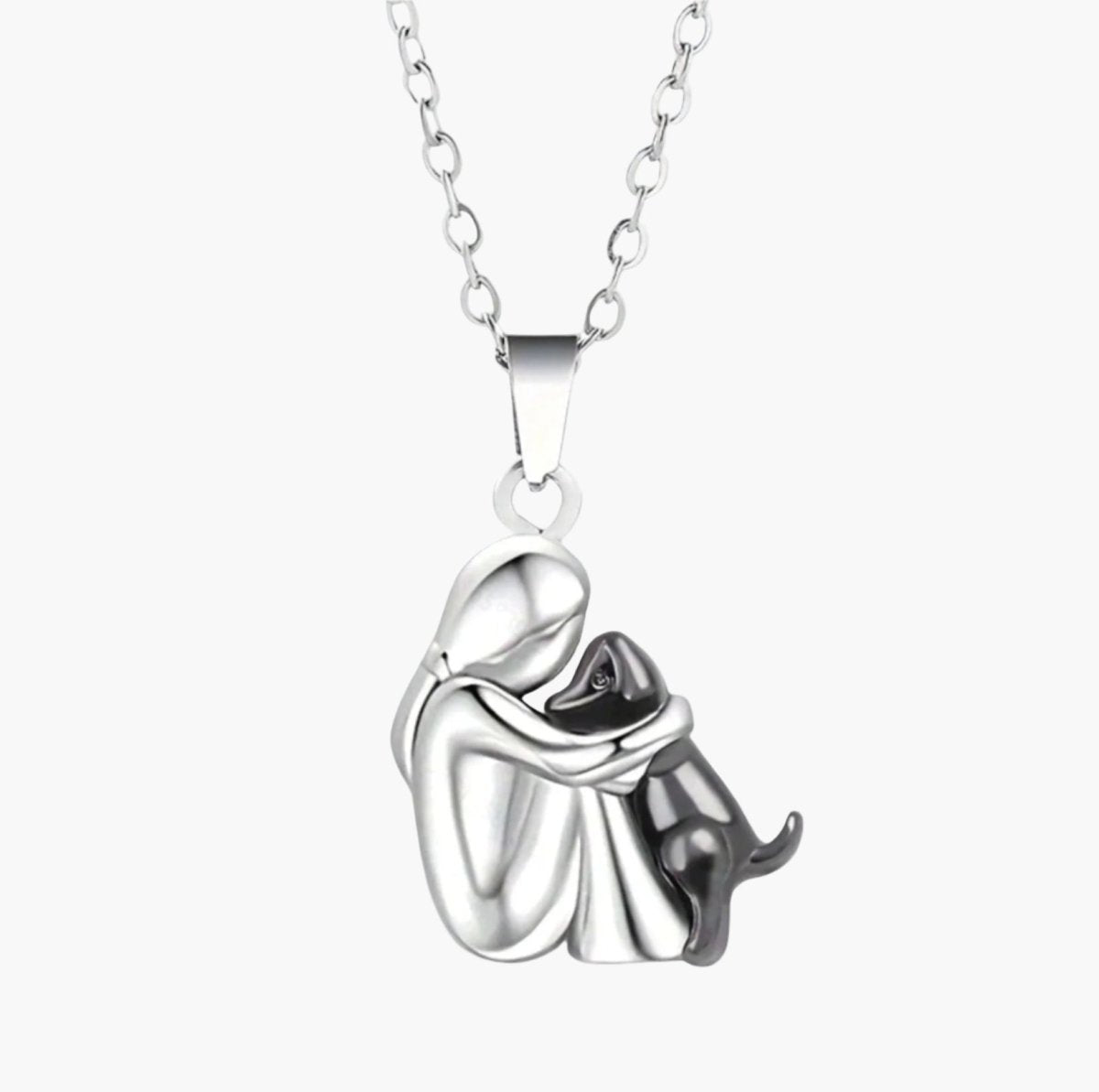 Collana con ciondolo Bondtail per amanti dei cani — Design sottile con figure abbracciate