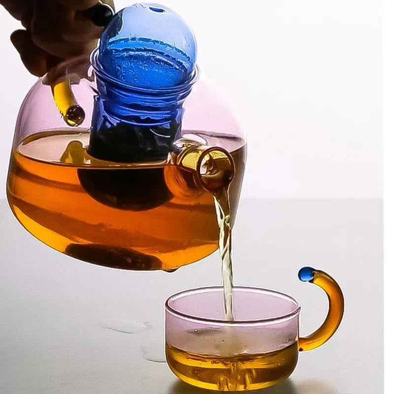 Tetera y tazas de vidrio de borosilicato — juego de té resistente al calor