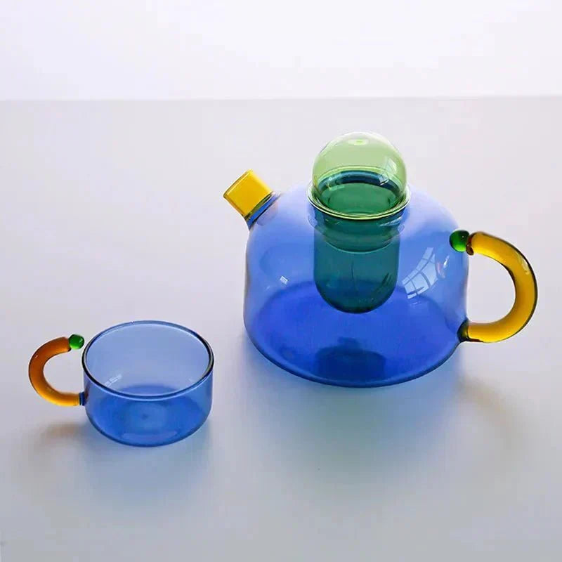 Tetera y tazas de vidrio de borosilicato — juego de té resistente al calor