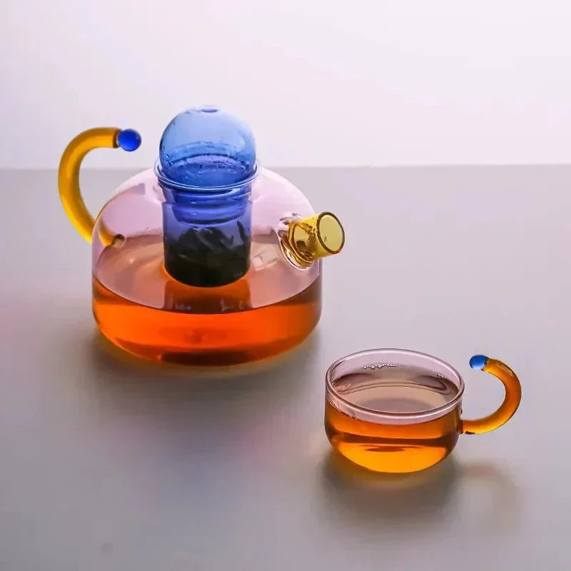 Tetera y tazas de vidrio de borosilicato — juego de té resistente al calor