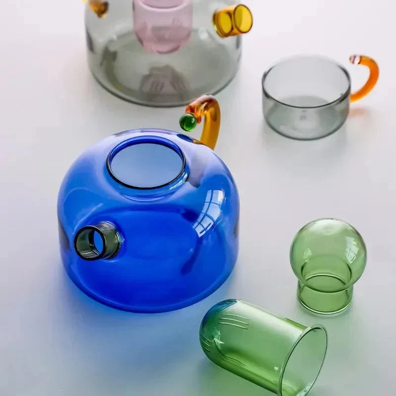 Tetera y tazas de vidrio de borosilicato — juego de té resistente al calor
