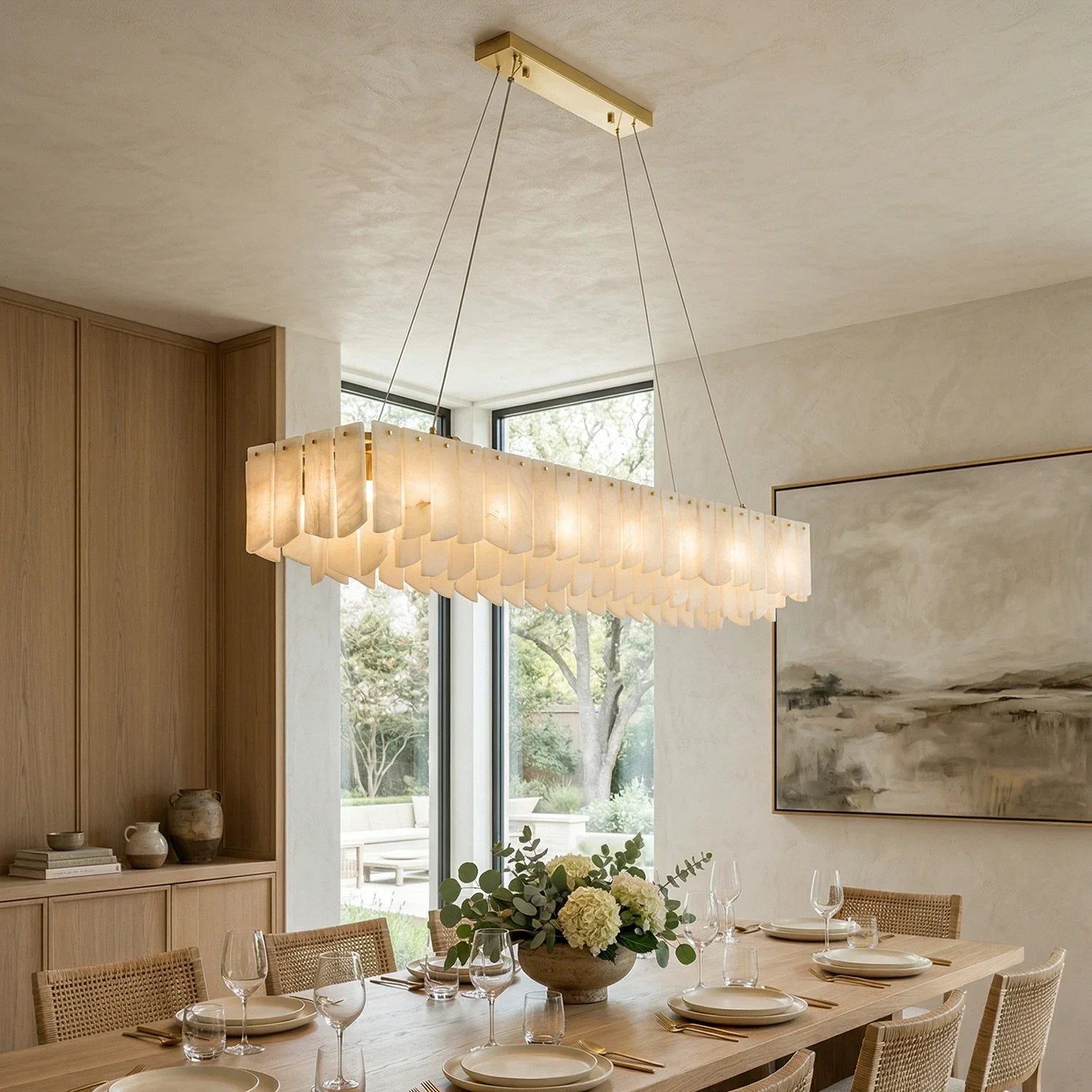 Cascade Alabaster Tiered Brass Chandelier | wildoxy