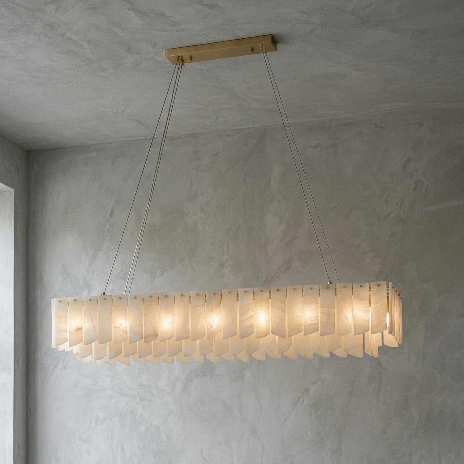 Cascade Alabaster Tiered Brass Chandelier | wildoxy