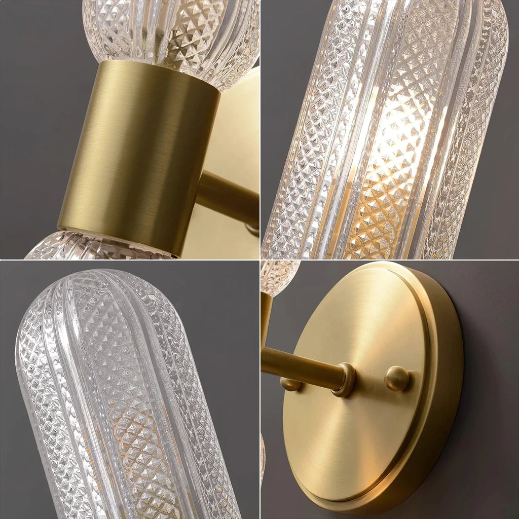 Brass Ribbed Glass Double Wall Sconce | wildoxy