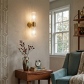 Brass Ribbed Glass Double Wall Sconce | wildoxy