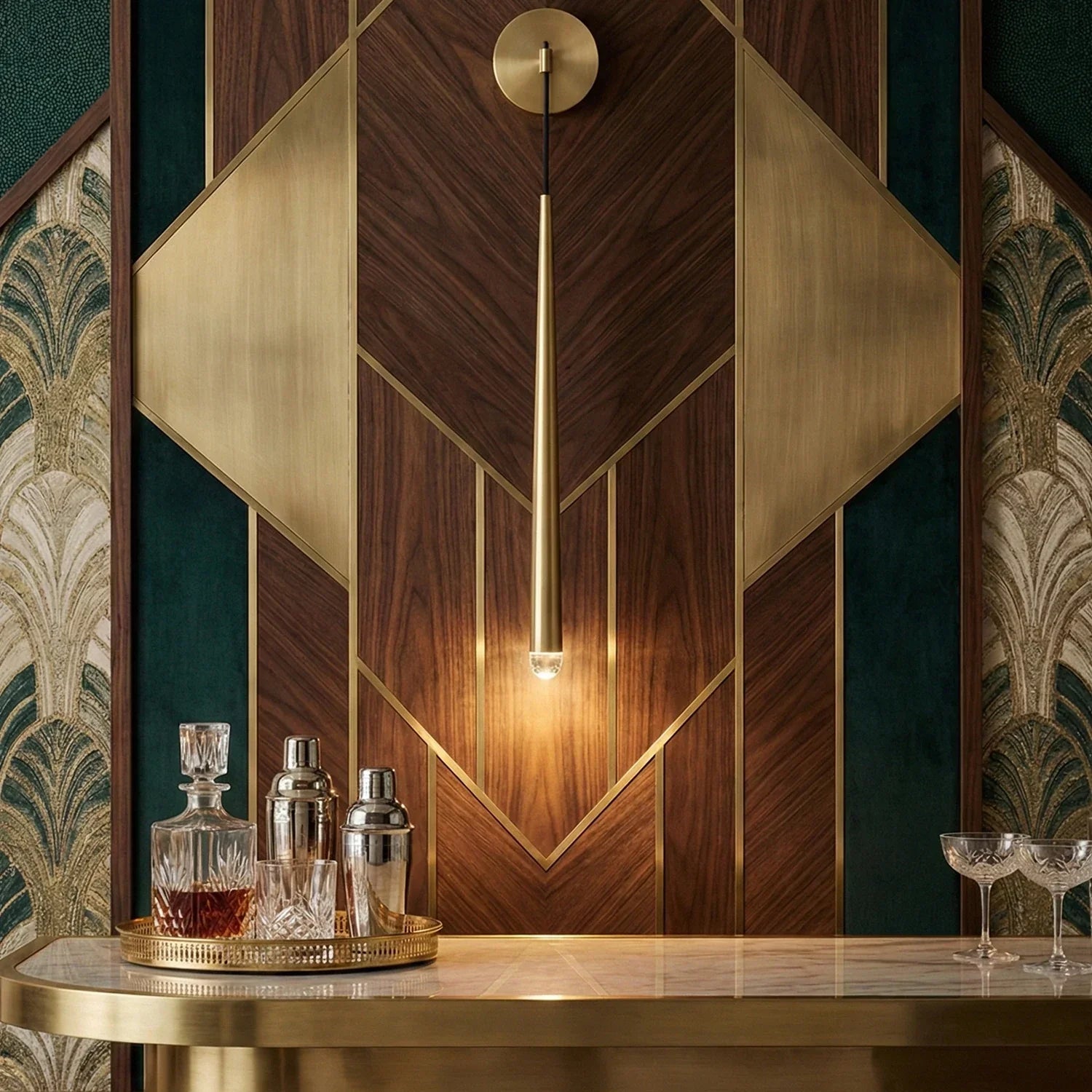 Brass Spinal Tube Crystal Wall Lamp | wildoxy