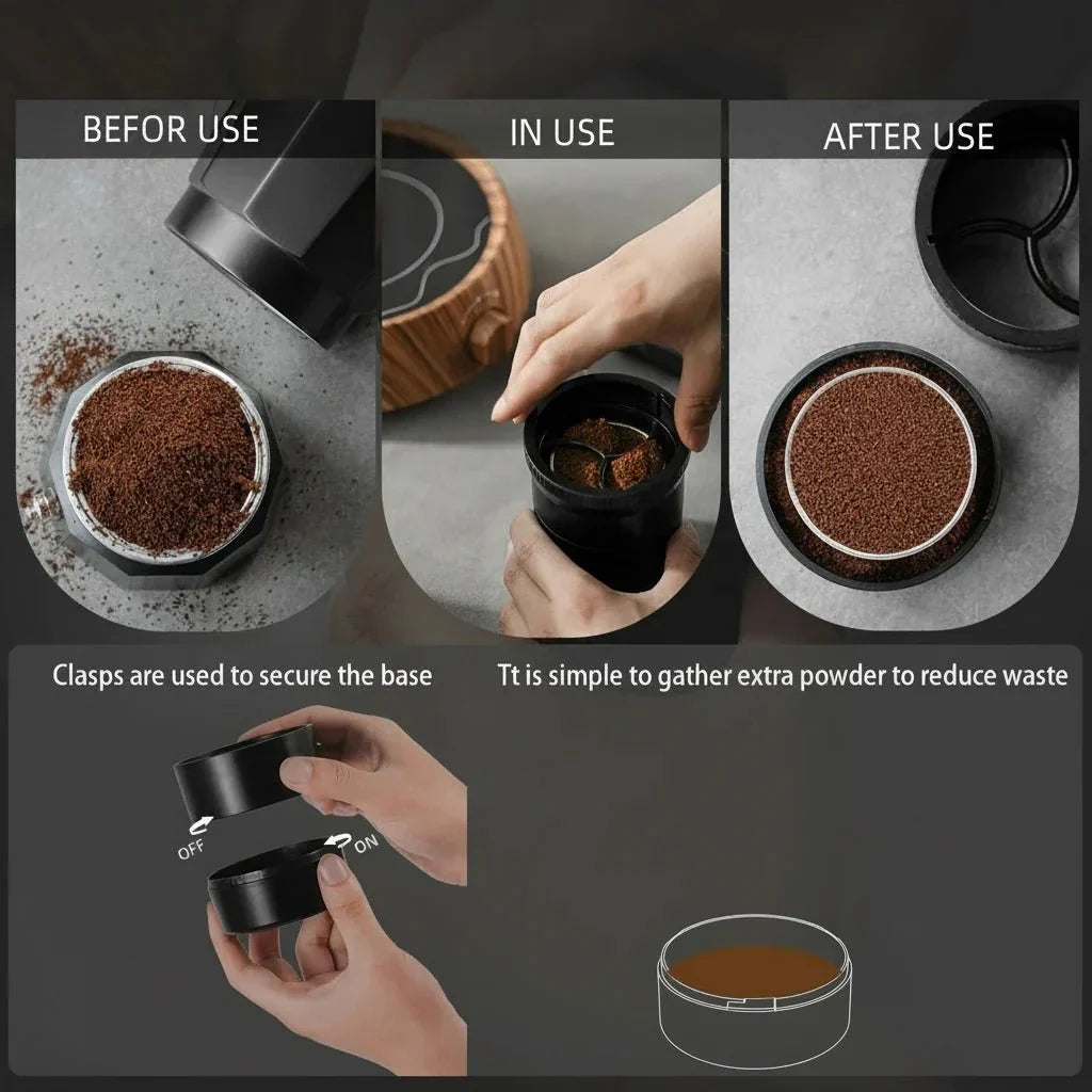 Brewleveler állítható magasságú kávéeloszlató — automatikusan alkalmazkodik a szűrőtartó mélységéhez
