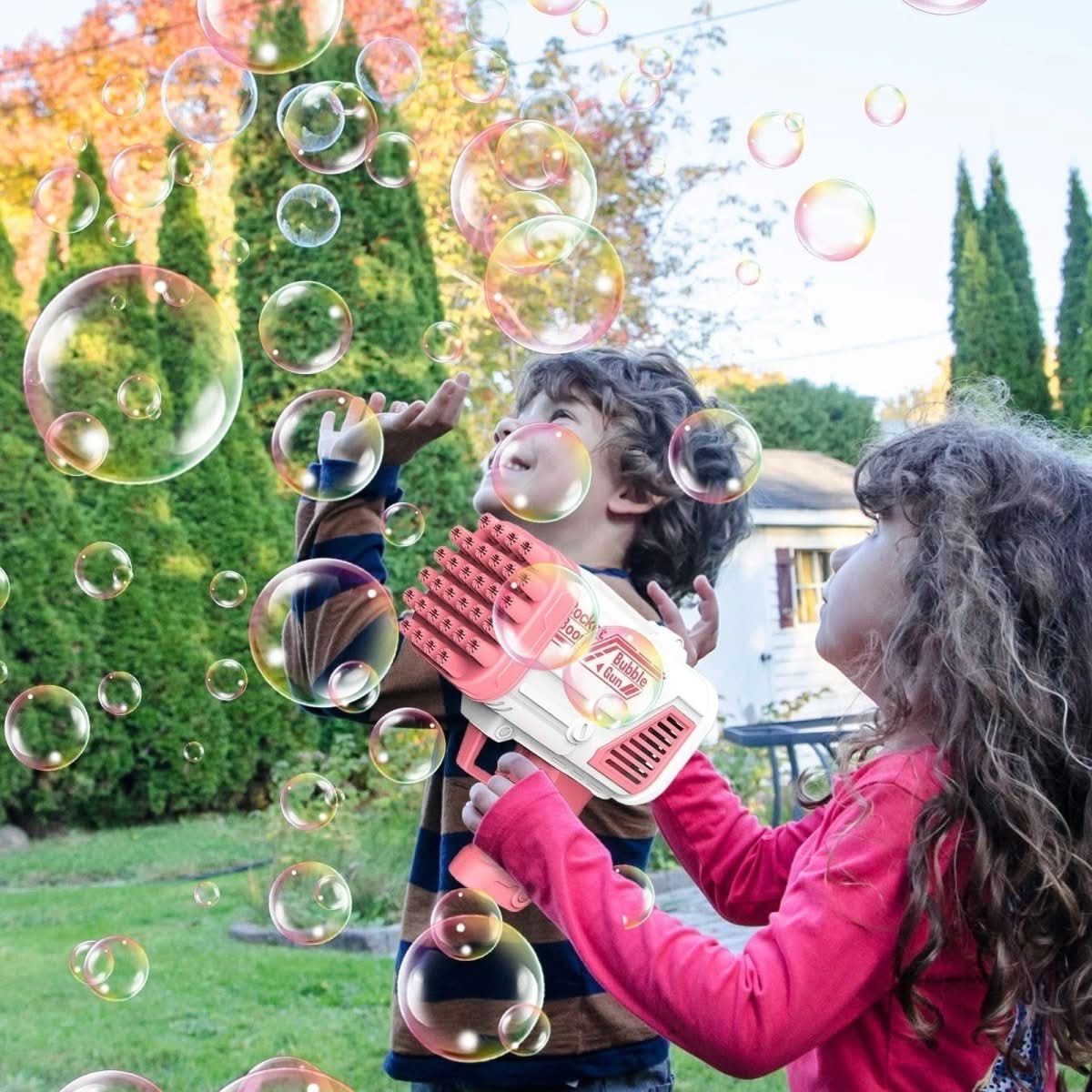 Giocattolo soffiatore di bolle portatile BubbleFun — design senza batterie
