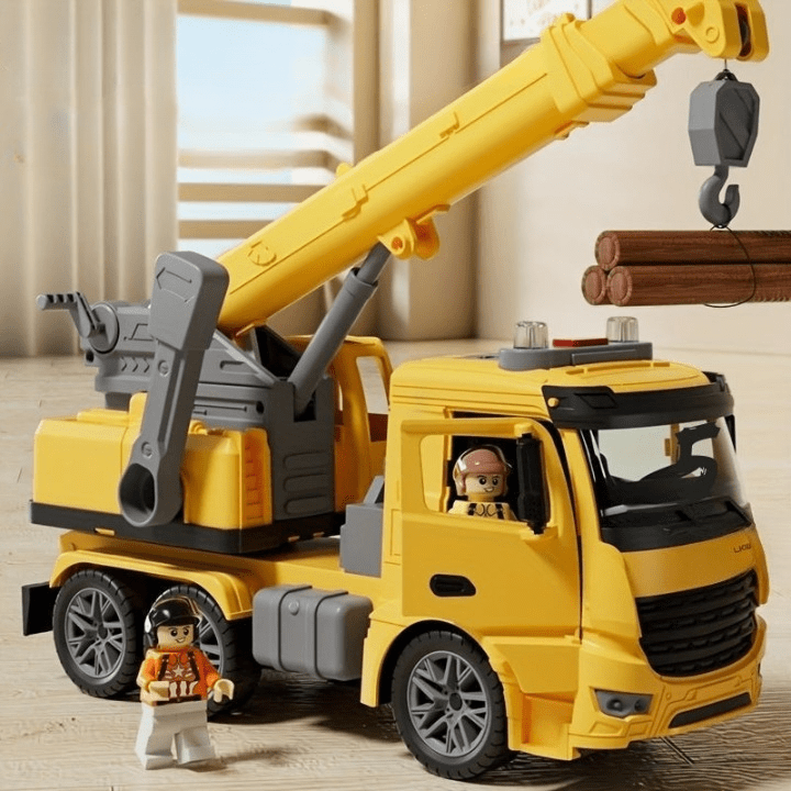 CraneMax Junior Realistic Construction Crane Toy — Rotating Arm, Built-In Lights and Sound