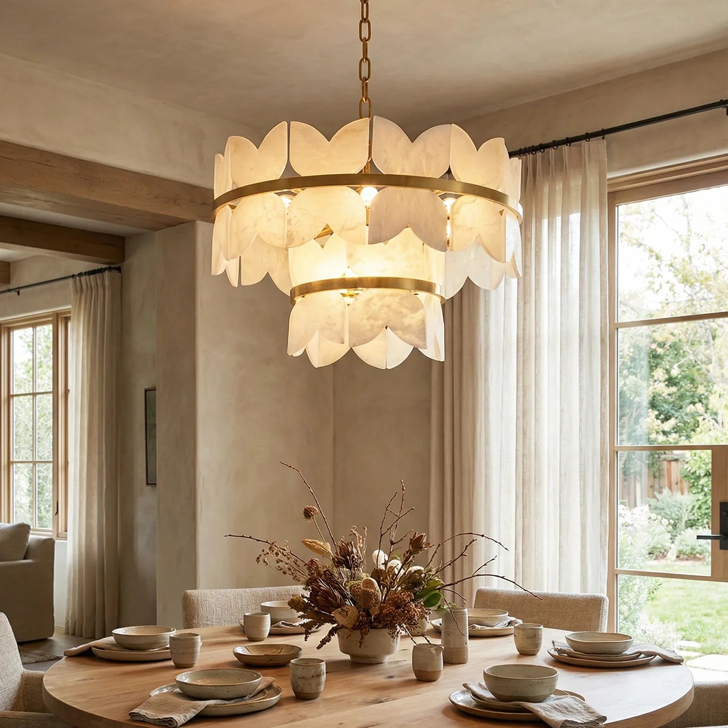 Butterfly Alabaster Round Chandelier | wildoxy