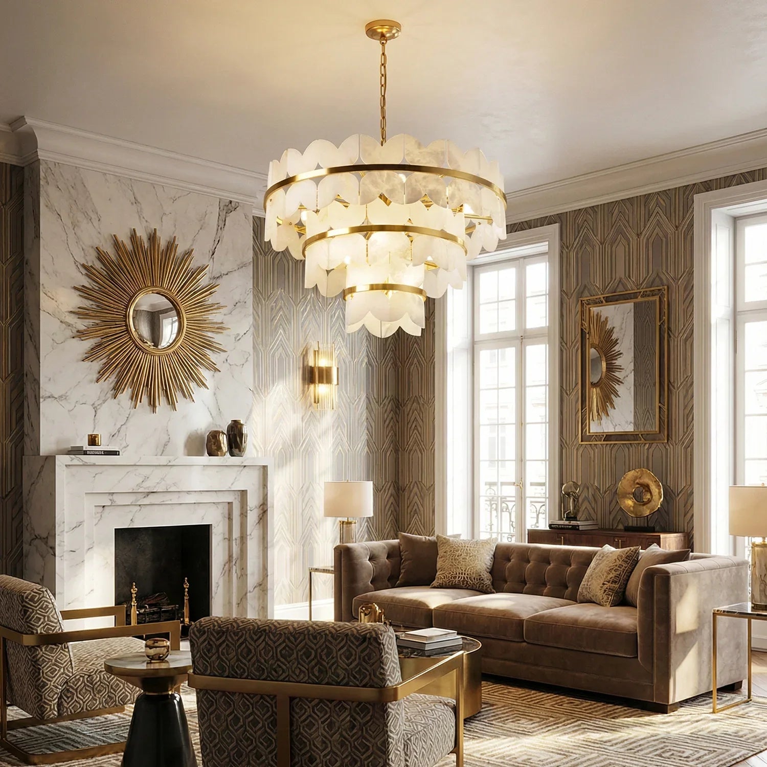Butterfly Alabaster Round Chandelier | wildoxy