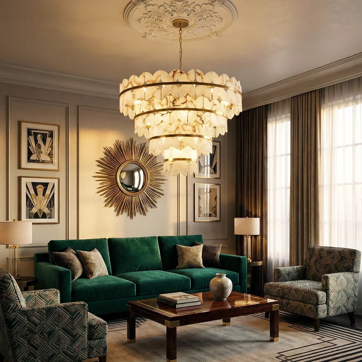 Butterfly Alabaster Round Chandelier | wildoxy