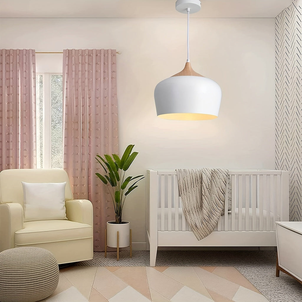 Modern Scandinavian Pendant Light | Iron & Wood Grain Design | Wildoxy