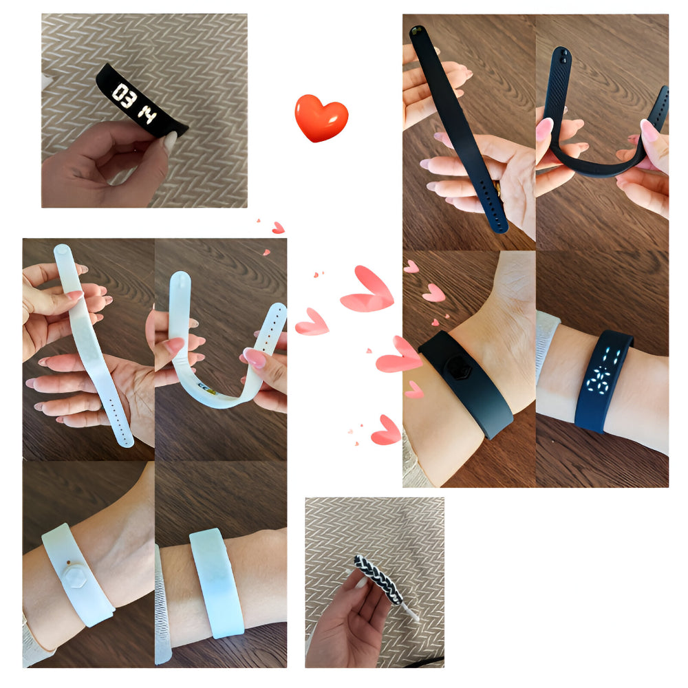 Digital LED-sportklocka — silikonarmband, vattentät USB