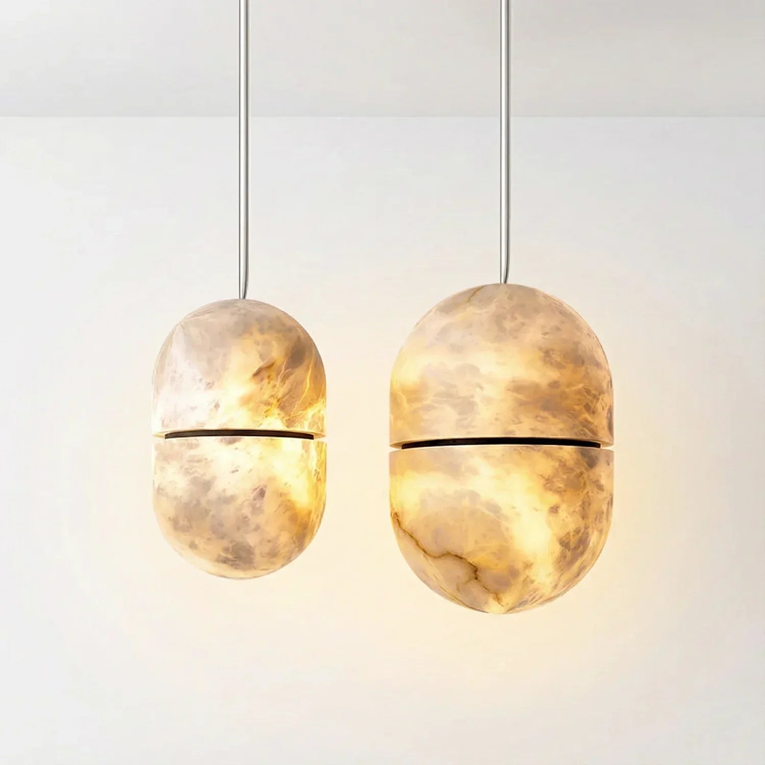Capsule Shaped Alabaster Oval Pendant Lamp | wildoxy