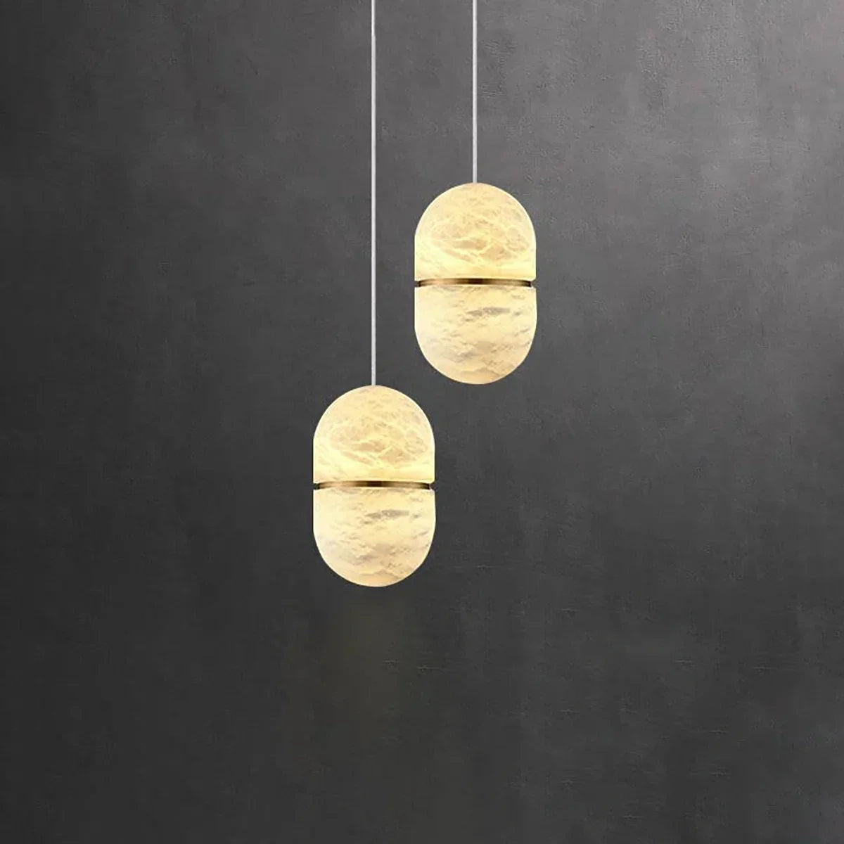 Capsule Shaped Alabaster Oval Pendant Lamp | wildoxy