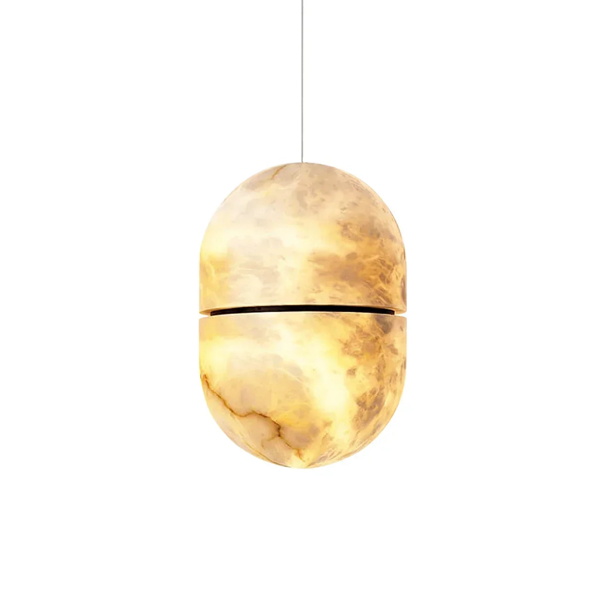 Capsule Shaped Alabaster Oval Pendant Lamp | wildoxy