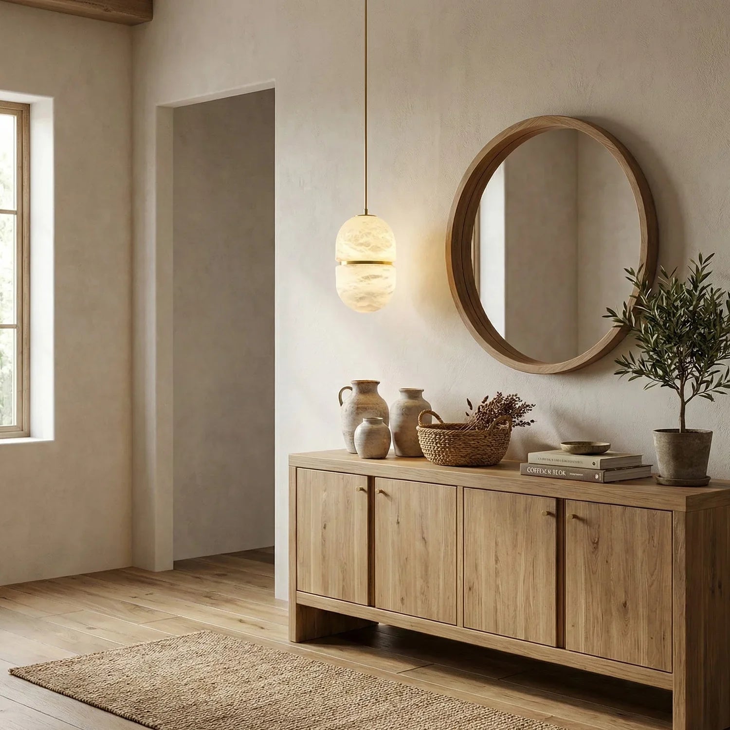 Capsule Shaped Alabaster Oval Pendant Lamp | wildoxy