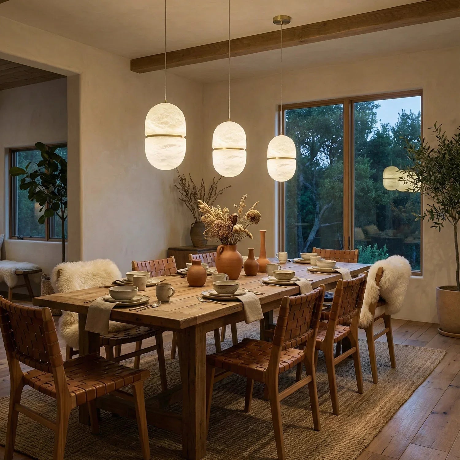 Capsule Shaped Alabaster Oval Pendant Lamp | wildoxy