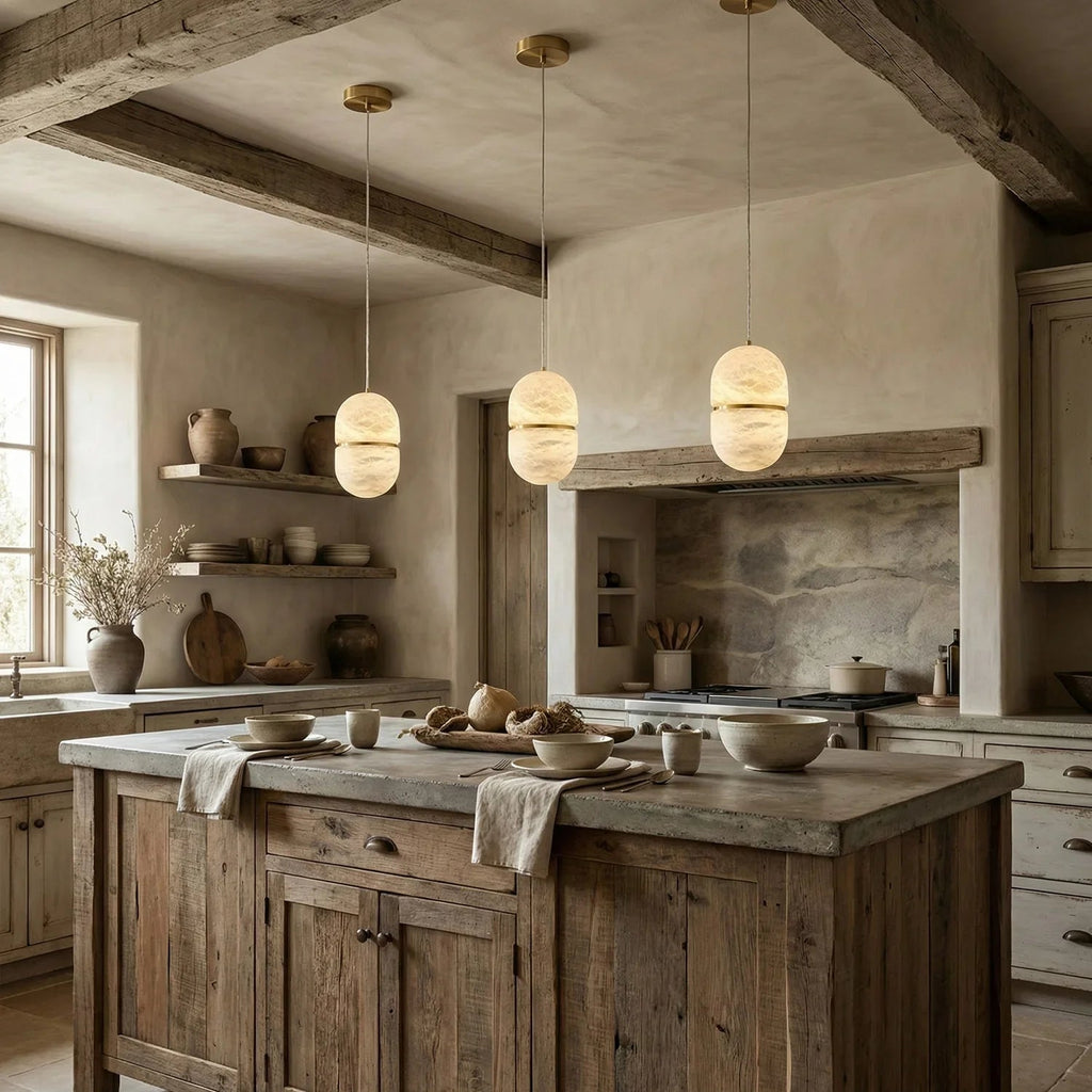 Capsule Shaped Alabaster Oval Pendant Lamp | wildoxy